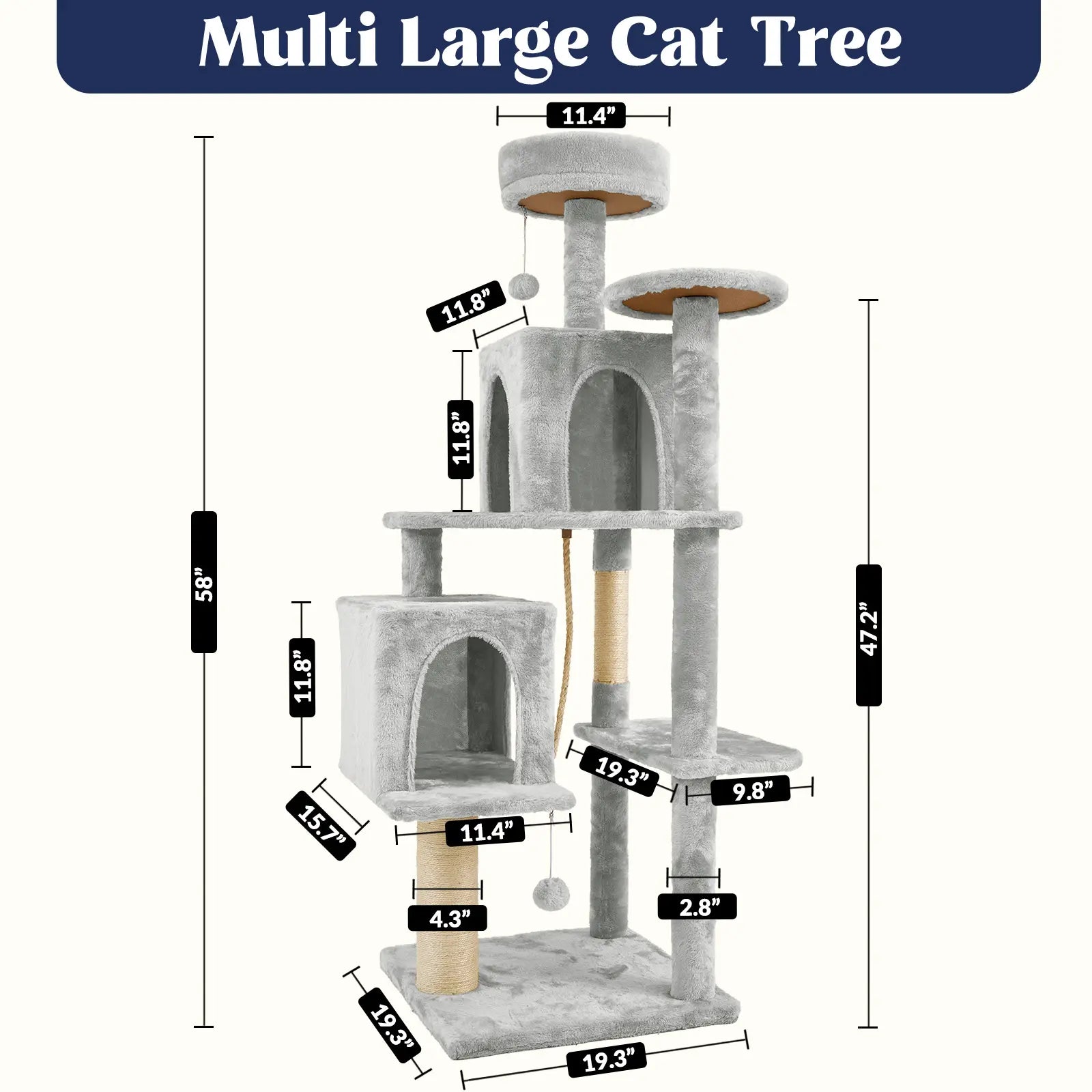 Wecharmer Cat Tree / Tower for Indoor with Green Leaves, Cat Condo Cozy Plush House with Hang Ball, Pet Furniture with Scratching Posts Cat Tree